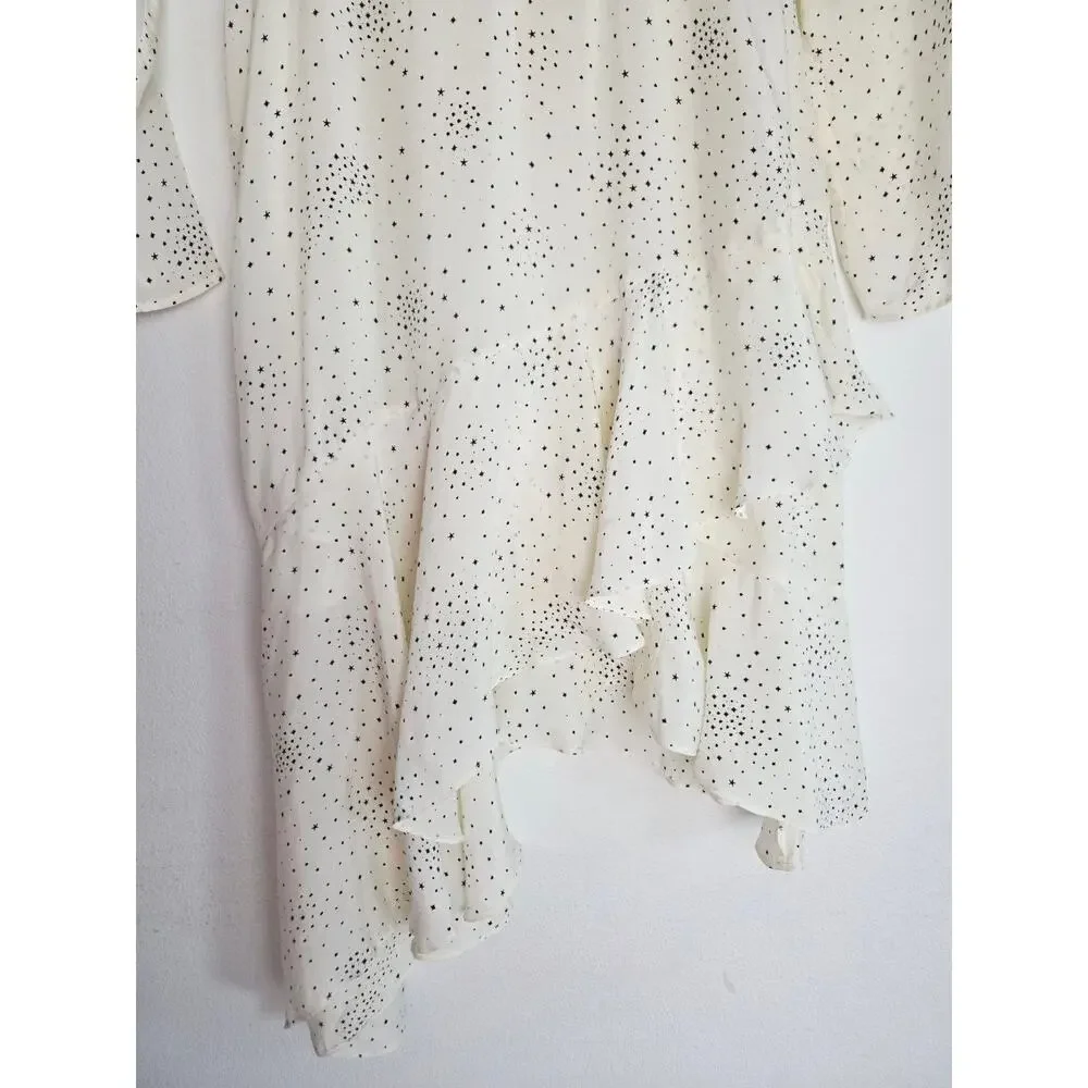 Maje Reto Dress 4 Small FR 36 Ecru Ivory Star Print Asymmetrical Midi NWT - Picture 7 of 16